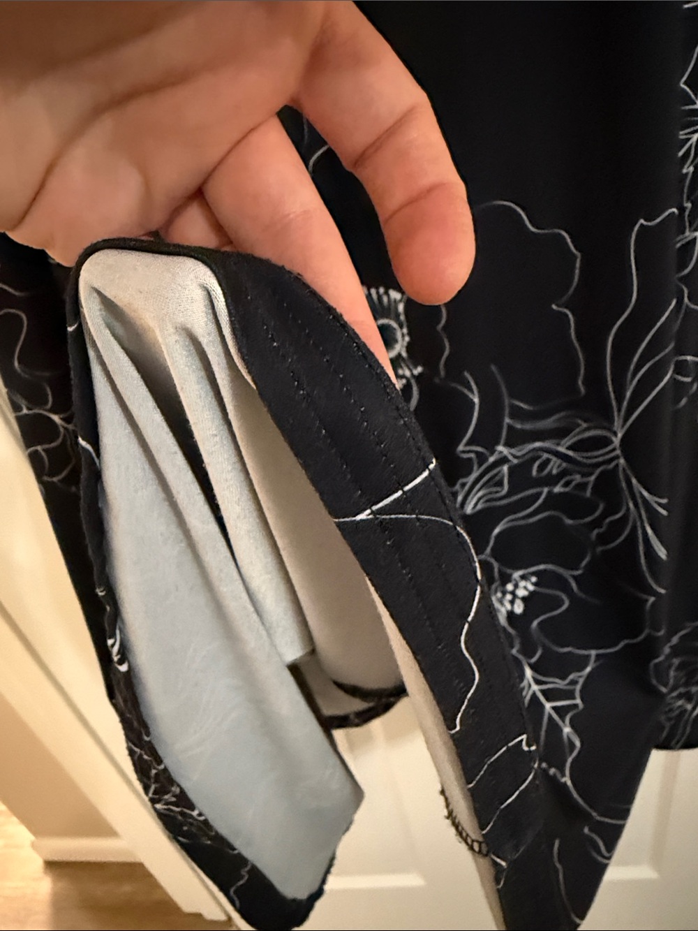 Black Floral Midi Dress with Tie-Sleeve Detail - Picture 5 of 5
